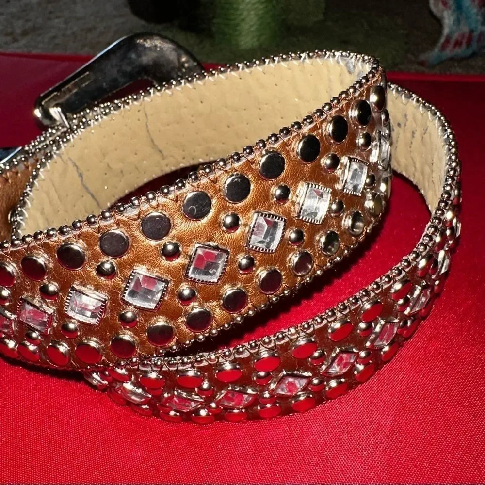 Leather bling belt size s